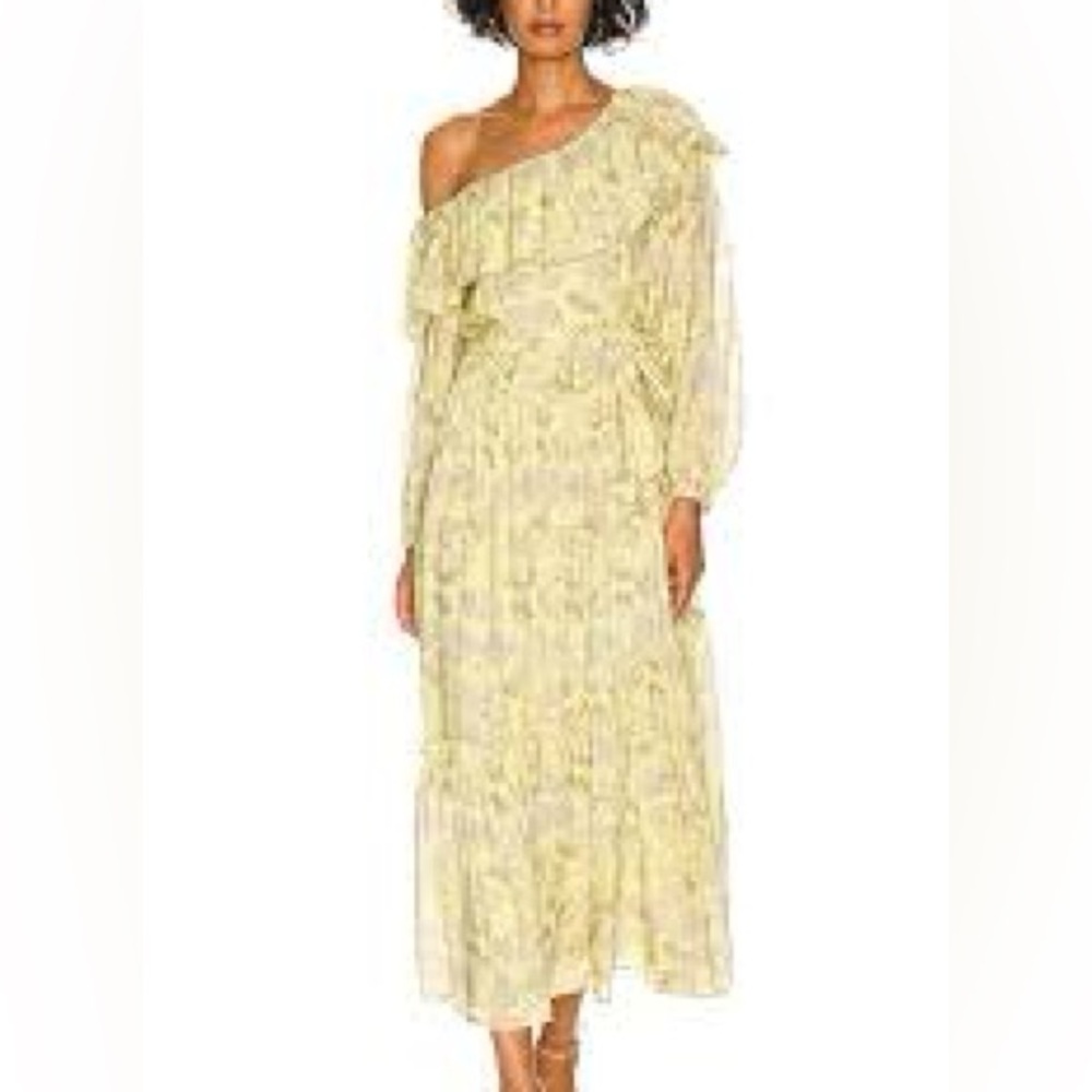 NWT Revolve ASTR Kaylani Yellow Floral Off the Shoulder Maxi Dress Size M